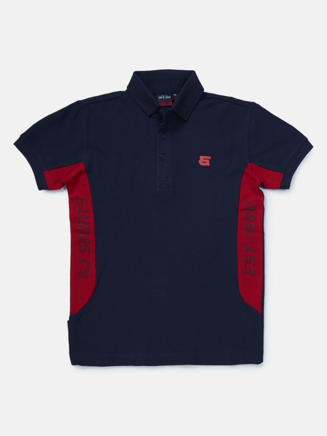 

Gini and Jony Boys Typography Printed Polo Collar Cotton T-shirt, Navy blue