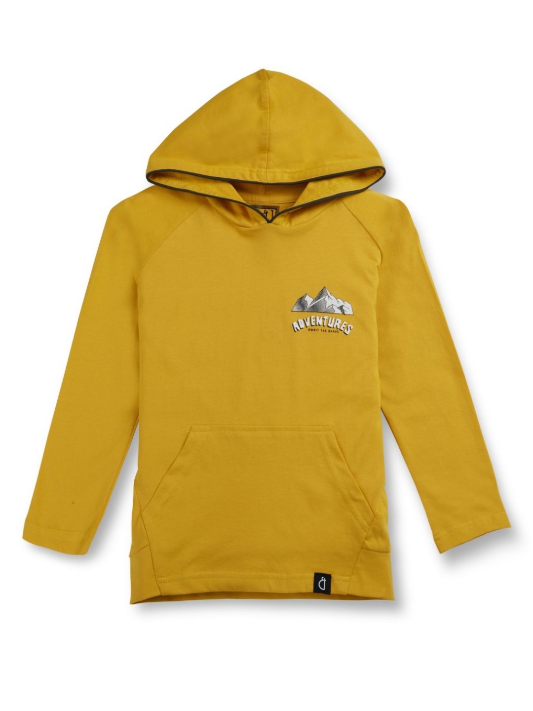 

Gini and Jony Boys Graphic Printed Hood Cotton T-shirt, Mustard