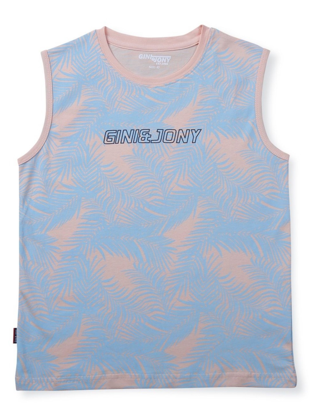 

Gini and Jony Boys Graphic Printed Round Neck Cotton T-shirt, Peach