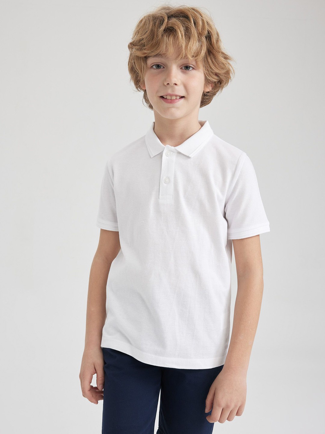 

DeFacto Boys Striped Polo Collar Extended Sleeves Pockets T-shirt, Na