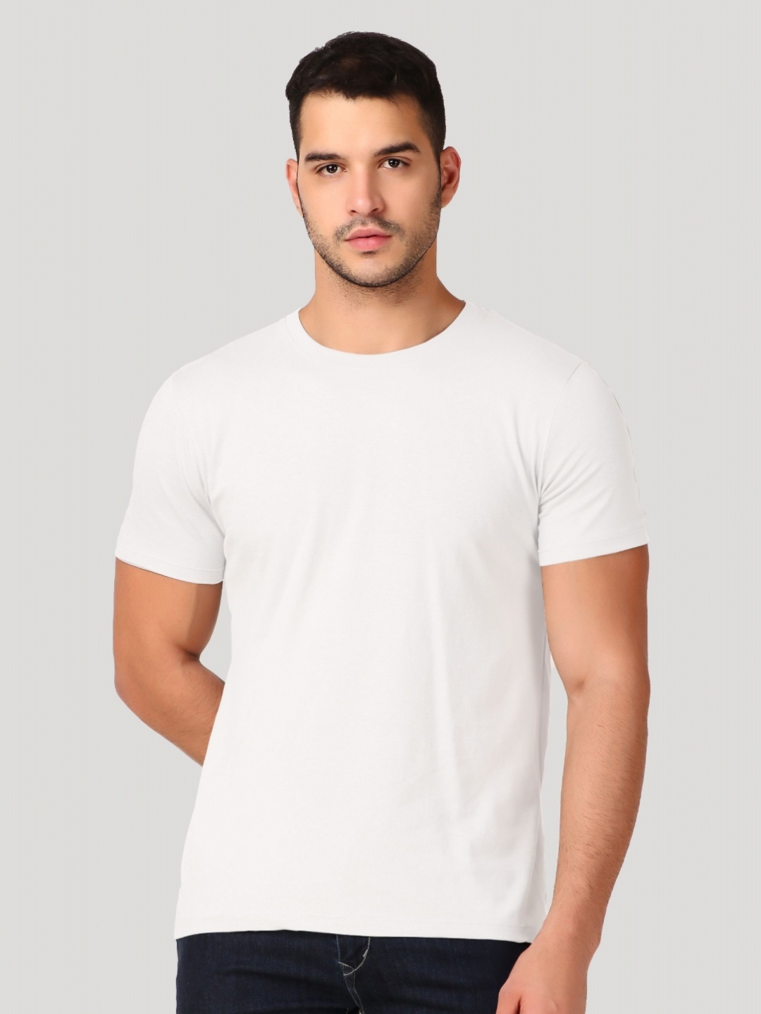 

inner element Men Moisture Wicking Solid Round Neck Cotton T-shirt, White