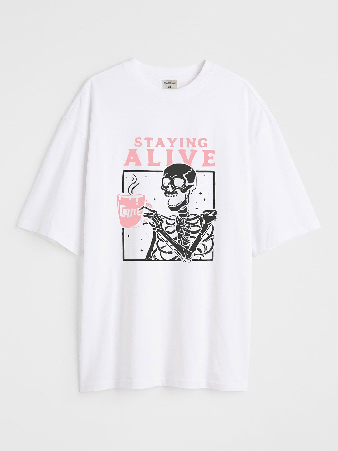 

TheBTclub Men Printed Drop-Shoulder Sleeves Activchill T-shirt, White