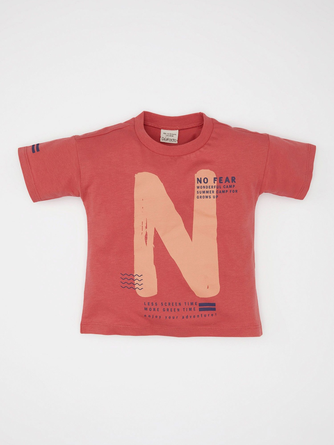 

DeFacto Boys Typography Printed Round Neck Cotton T-shirt, Rust