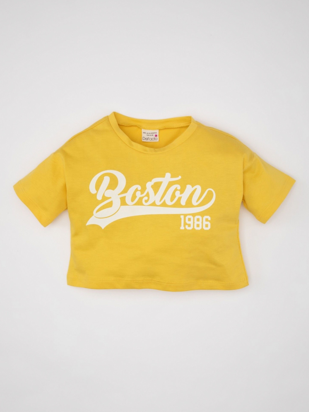 

DeFacto Girls Typography Printed Round Neck Cotton T-shirt, Yellow
