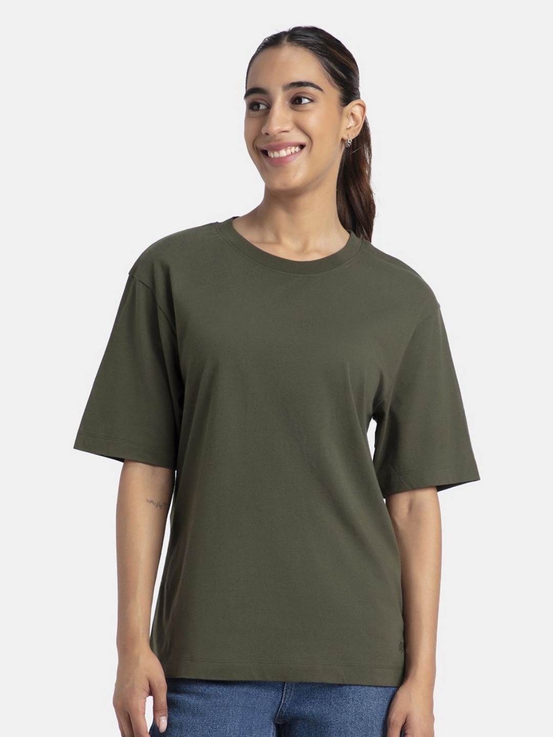 

Jockey Super Combed Cotton Oversized Tshirt with Drop Shoulder Styling-A156, Green