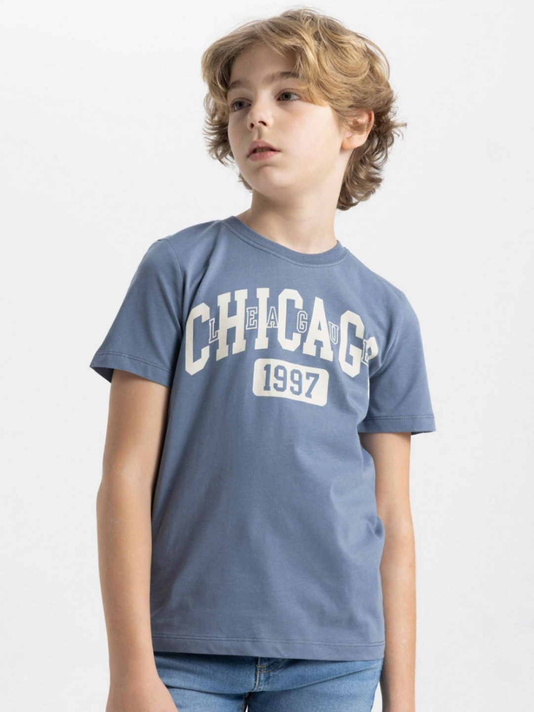 

DeFacto Boys Typography Printed Round Neck Cotton T-shirt, Na