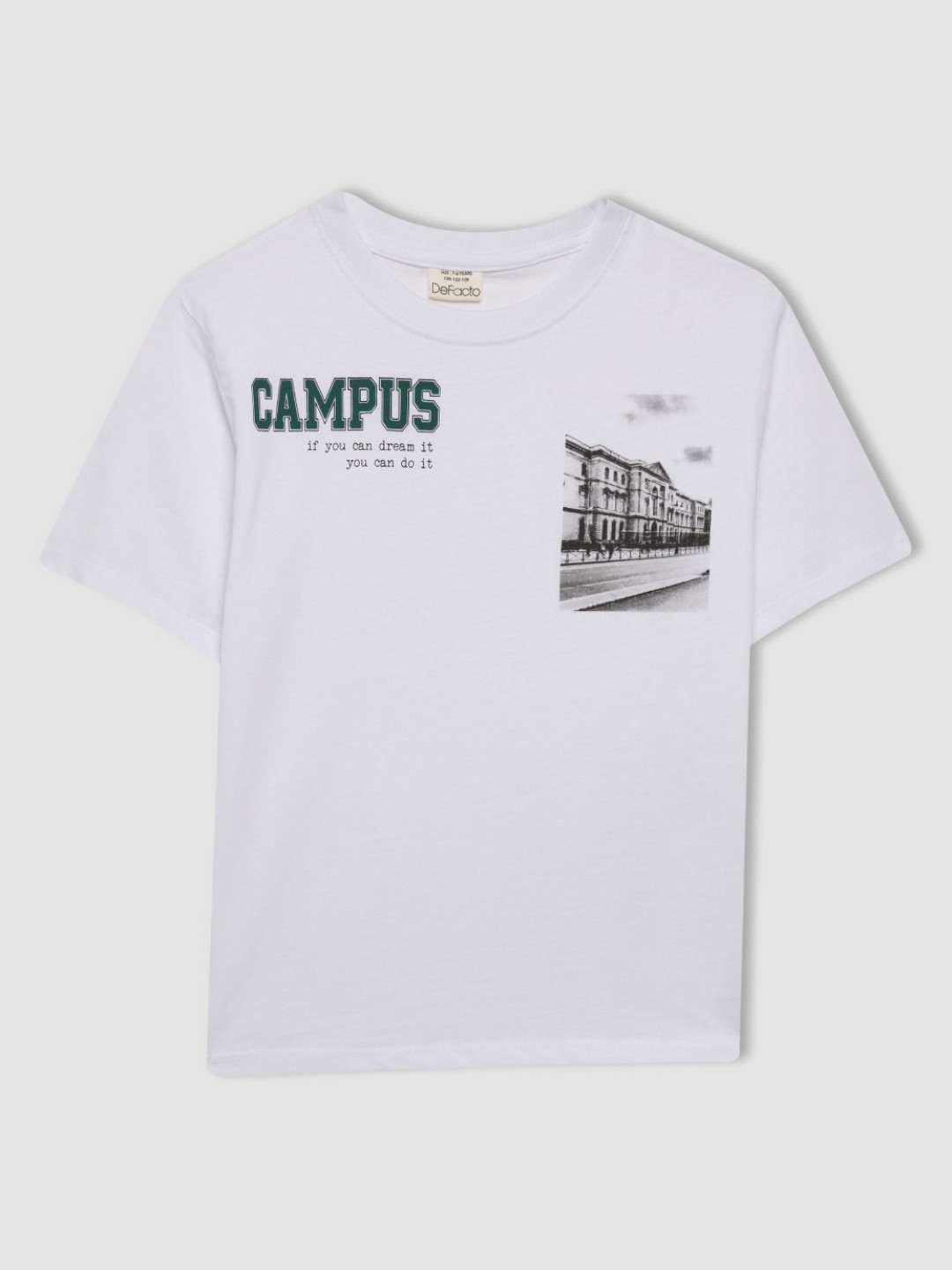 

DeFacto Boys Typography Printed Round Neck Cotton T-shirt, White