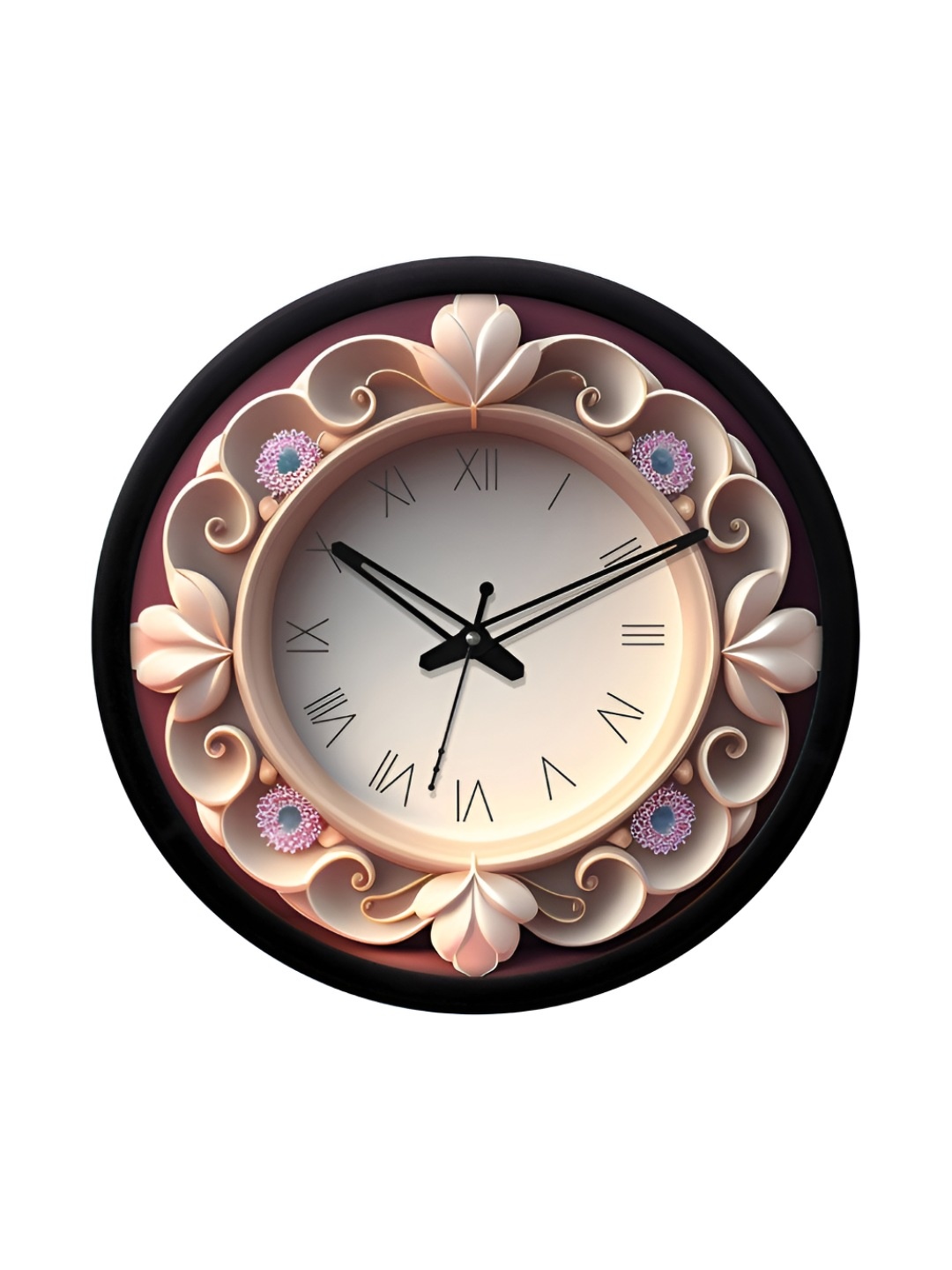 

RANDOM Printed Round Shaped Sweep Silent Movement Contemporary Wall Clock, Black