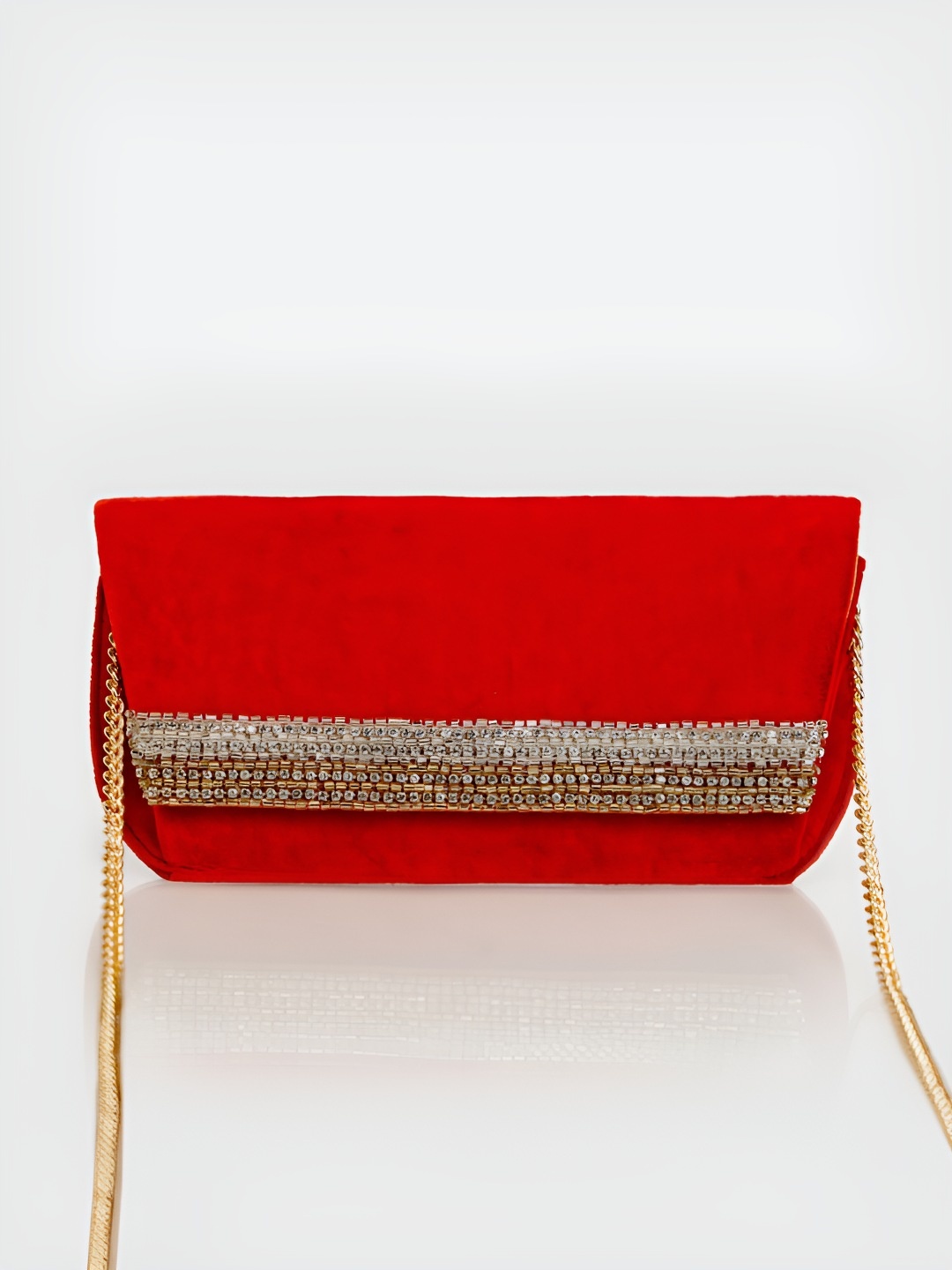 

D'oro Embellished Velvet Sunglasses Case, Red