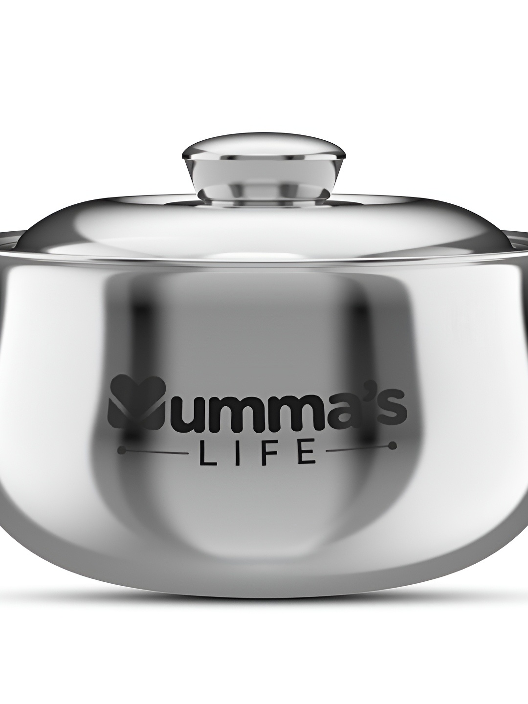 

Mumma's Life SilverToned and Black Stainless Steel Casserole 3 L, Silver