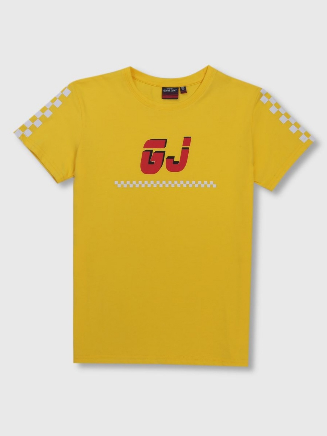 

Gini and Jony Boys Typography Printed Round Neck Cotton T-shirt, Yellow