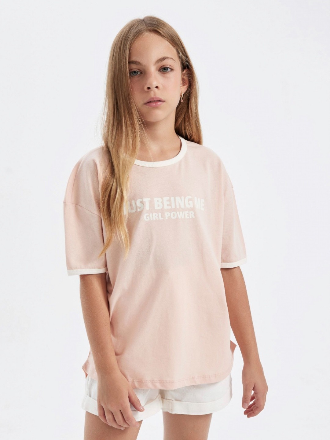 

DeFacto Girls Typography Printed Cotton Extended Sleeves T-shirt, Na