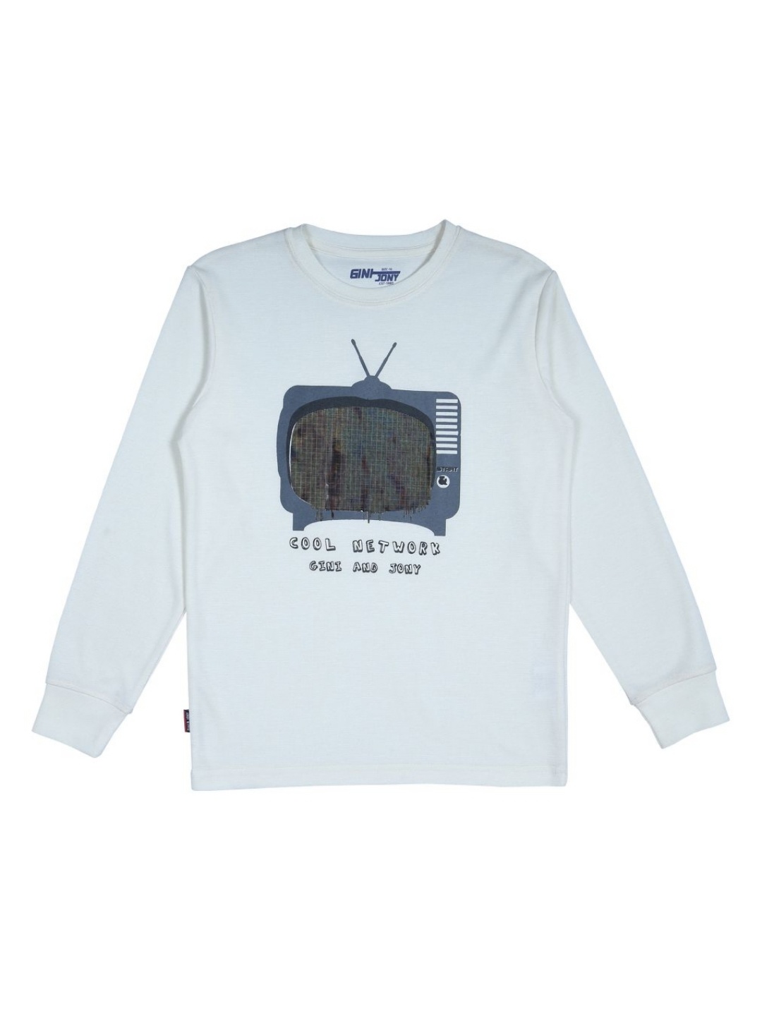 

Gini and Jony Boys Graphic Printed Round Neck Cotton T-shirt, White