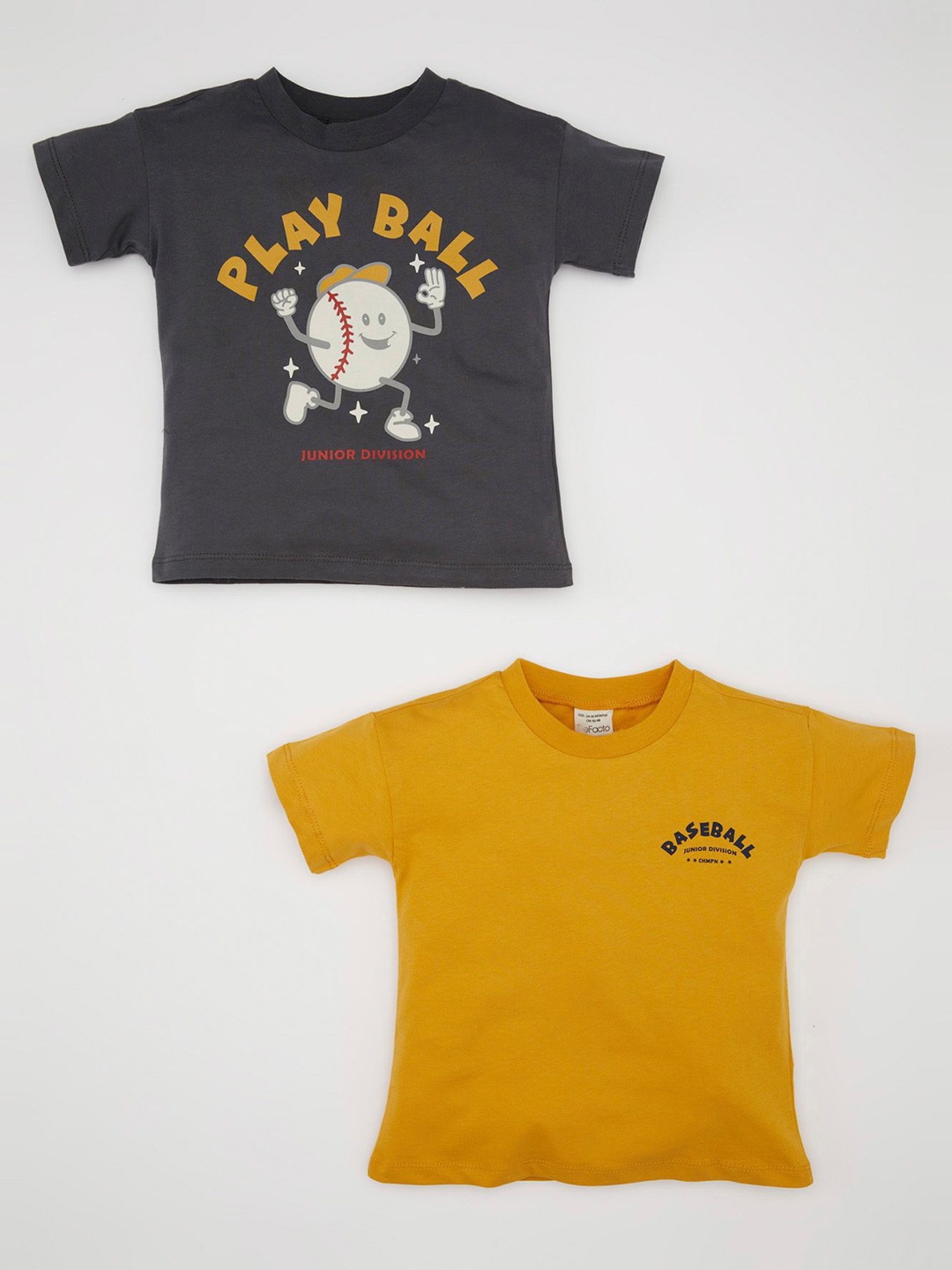 

DeFacto Boys Pack of 2 Cotton Typography Printed Round Neck T-shirt, Black