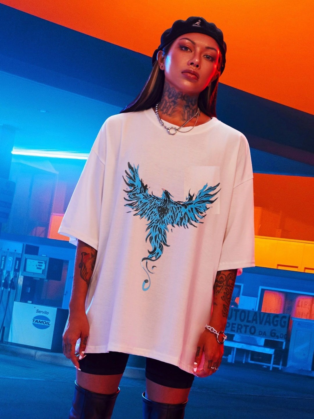 

REVEXO Women Printed Applique T-shirt, White