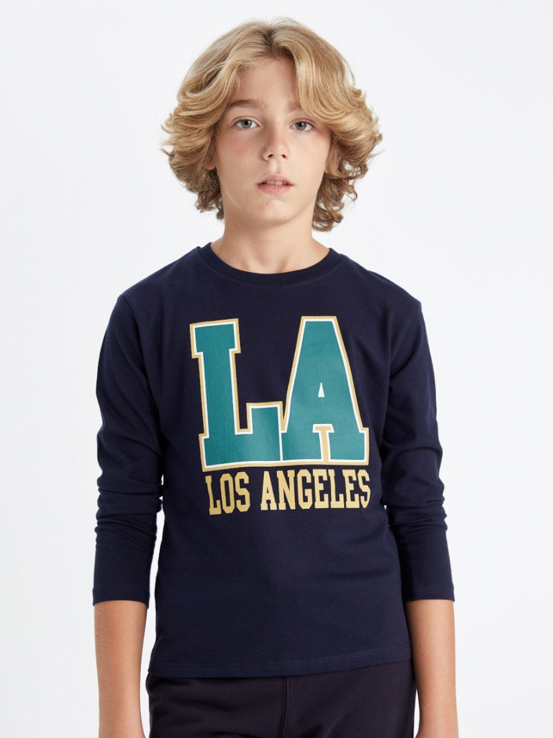 

DeFacto Boys Typography Printed Round Neck Cotton T-shirt, Navy blue