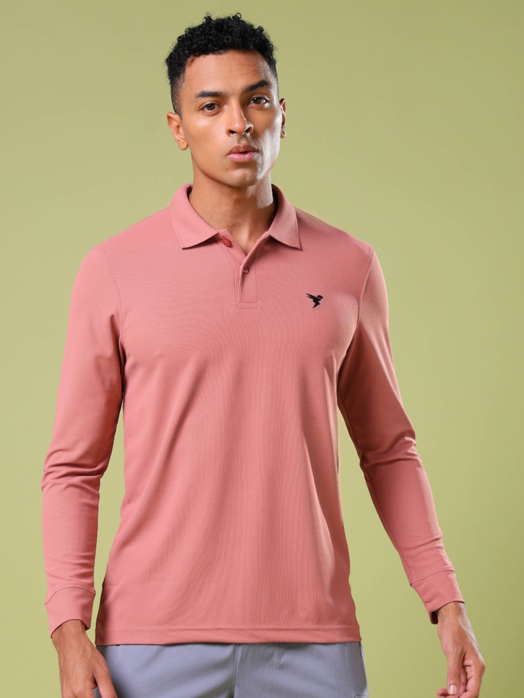 

Technosport Men UPF50 Solid Polo Collar Slim Fit T-shirt, Peach