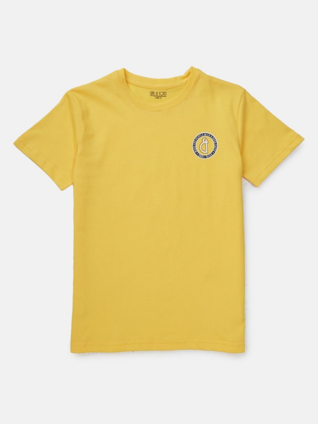 

Gini and Jony Boys Brand Logo Printed Round Neck Cotton T-shirt, Yellow