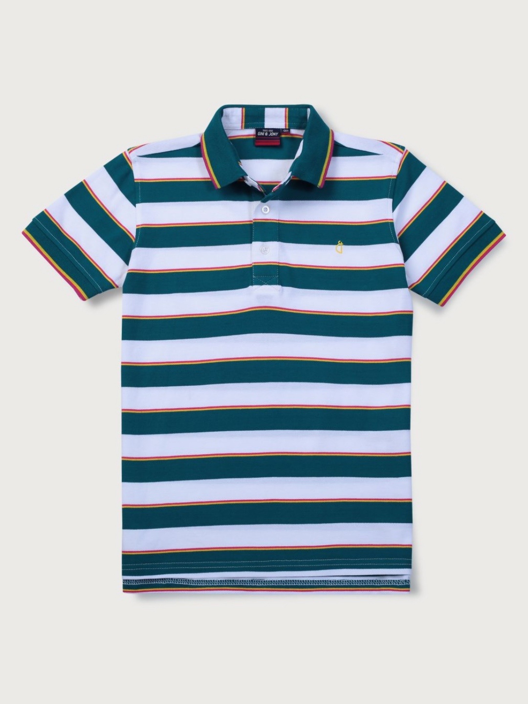 

Gini and Jony Boys Striped Polo Collar Cotton T-shirt, Green