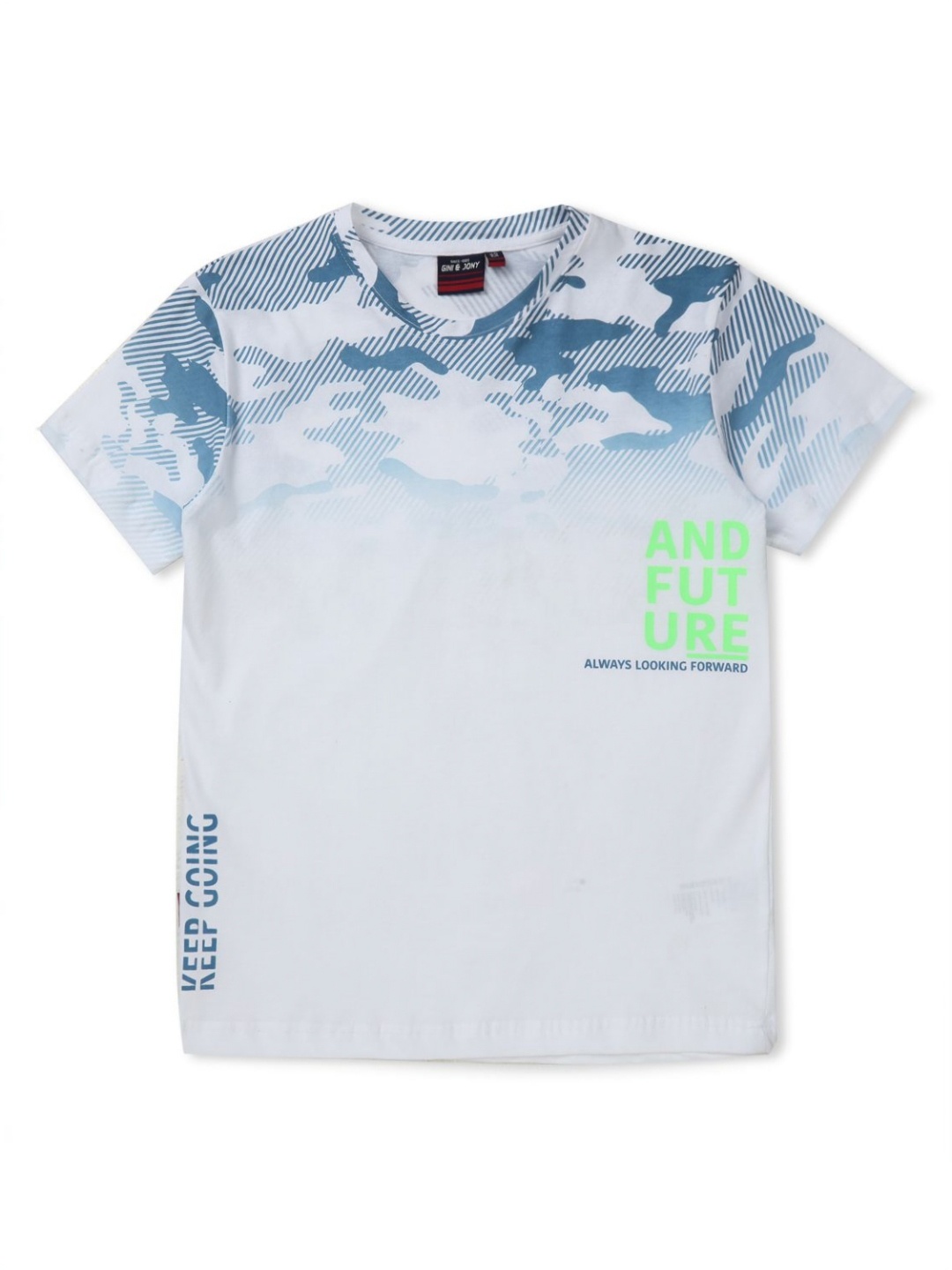 

Gini and Jony Boys Abstract Printed Round Neck Cotton T-shirt, White