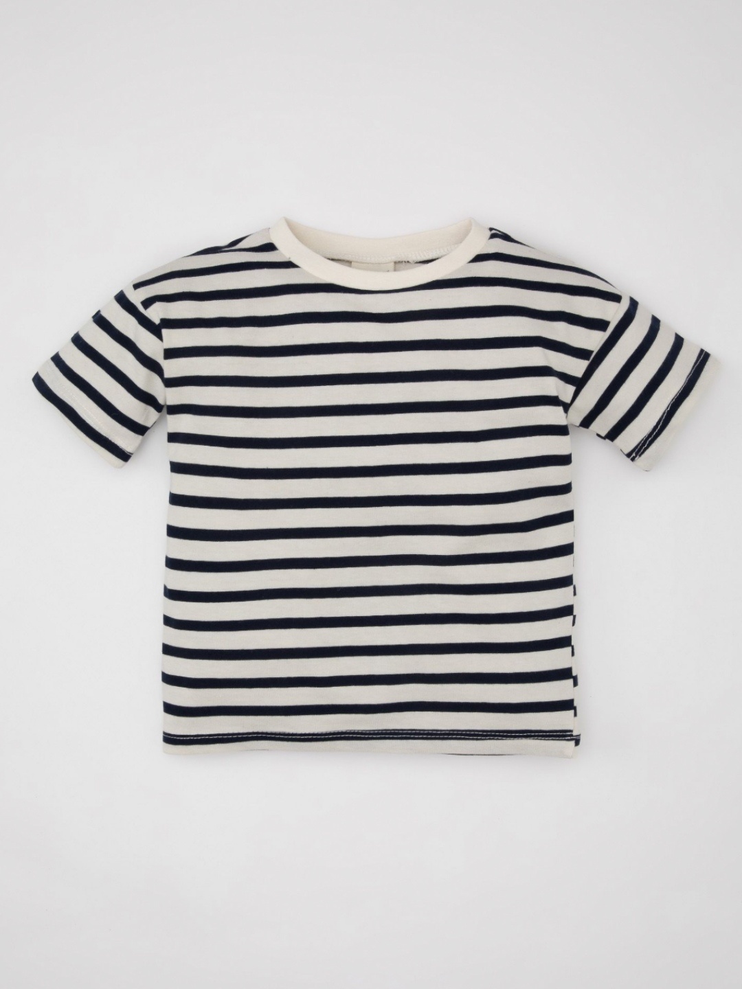 

DeFacto Girls Striped Round Neck Cotton T-shirt, White