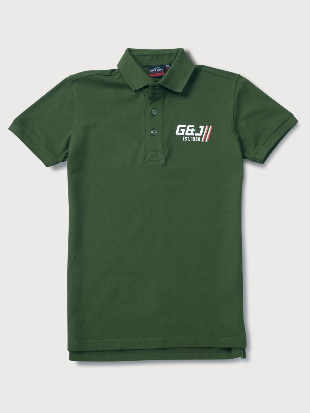 

Gini and Jony Boys Solid Polo Collar Cotton T-shirt, Green