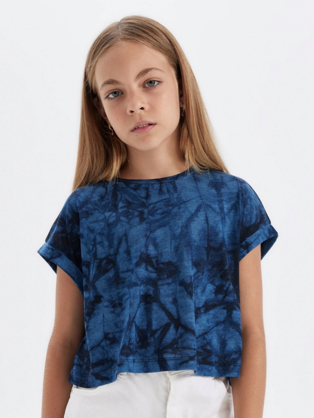 

DeFacto Girls Dyed Round Neck T-shirt, Navy blue