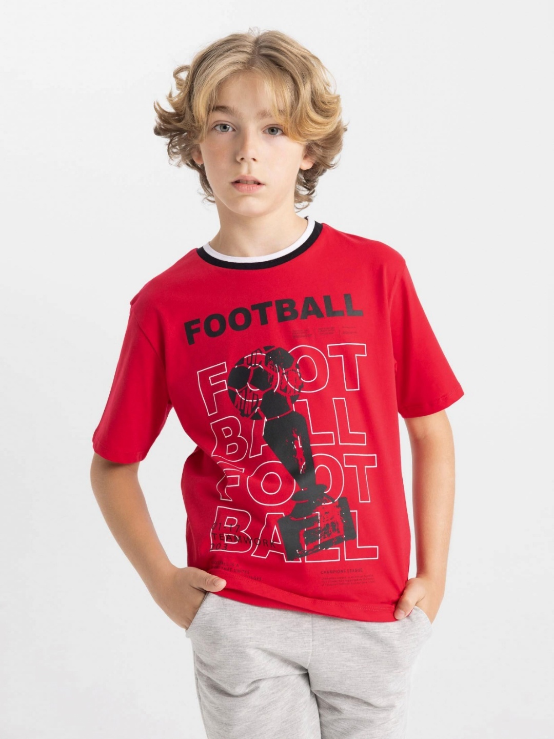 

DeFacto Boys Typography Printed Raw Edge T-shirt, Na