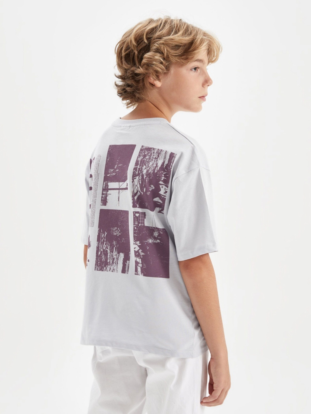 

DeFacto Boys Graphic Printed Round Neck Cotton T-shirt, Lavender