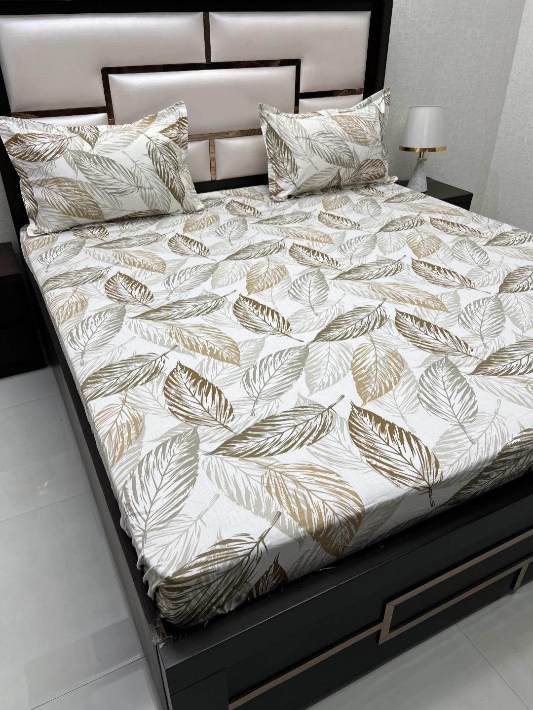 

Pure Decor White & Brown Floral 400 TC King Bedsheet with 2 Pillow Covers