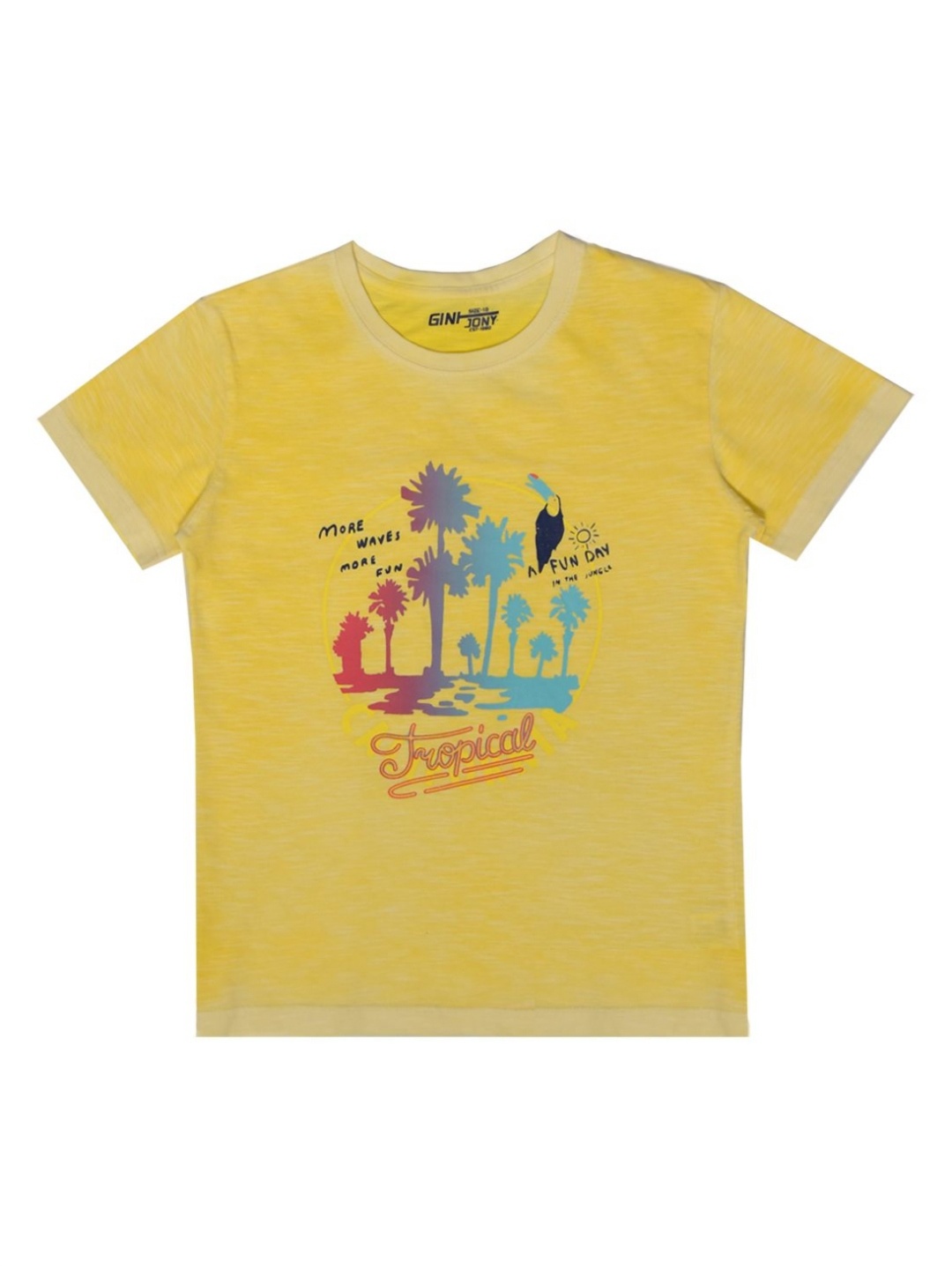 

Gini and Jony Boys Graphic Printed Round Neck Cotton T-shirt, Yellow