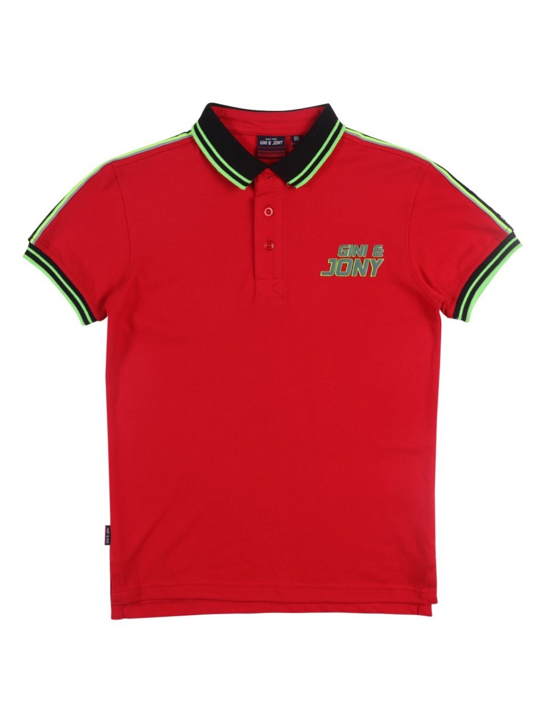 

Gini and Jony Boys Brand Logo Printed Polo Collar Cotton T-shirt, Red