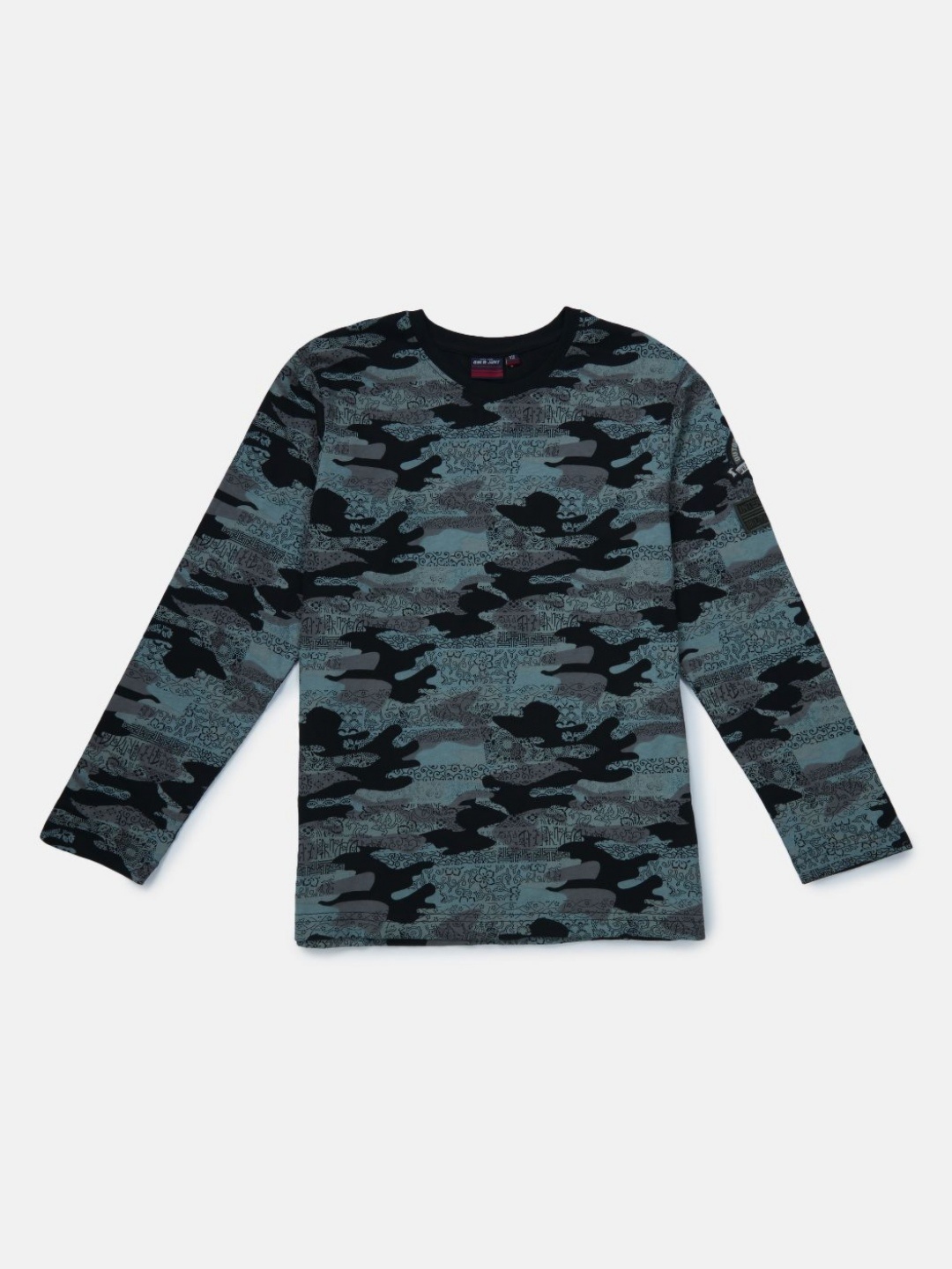 

Gini and Jony Boys Camouflage Printed Round Neck Cotton T-shirt, Teal