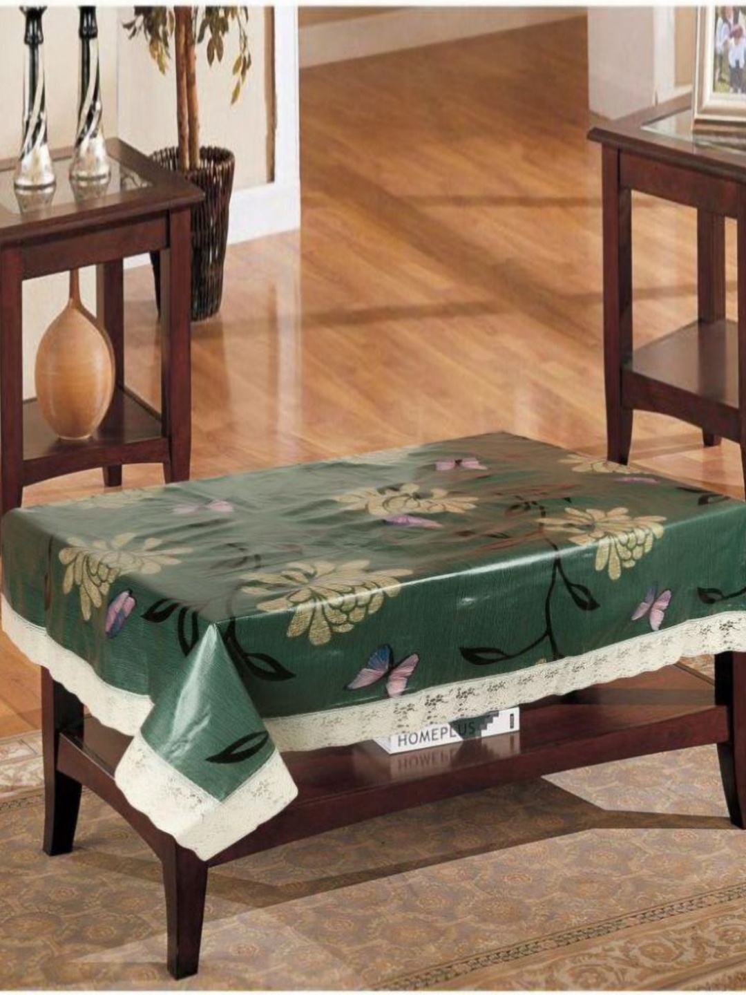 

LooMantha Green & White Floral Printed 4 Seater Table Cover