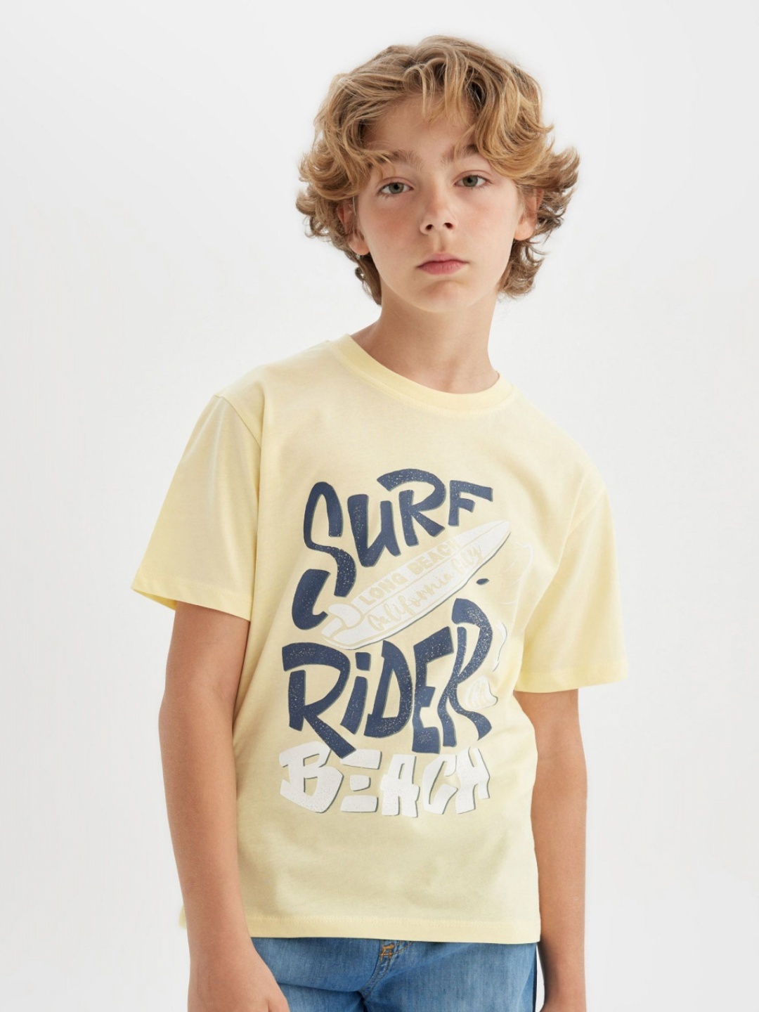 

DeFacto Boys Typography Printed Raw Edge T-shirt, Na