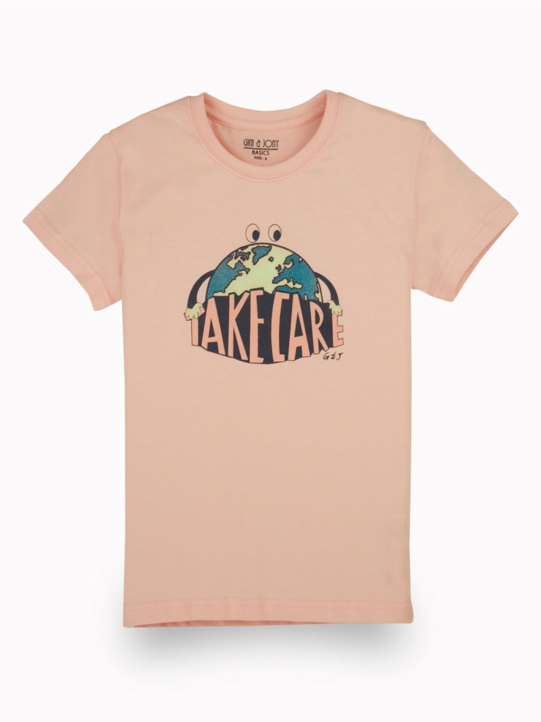 

Gini and Jony Boys Graphic Printed Round Neck Cotton T-shirt, Peach