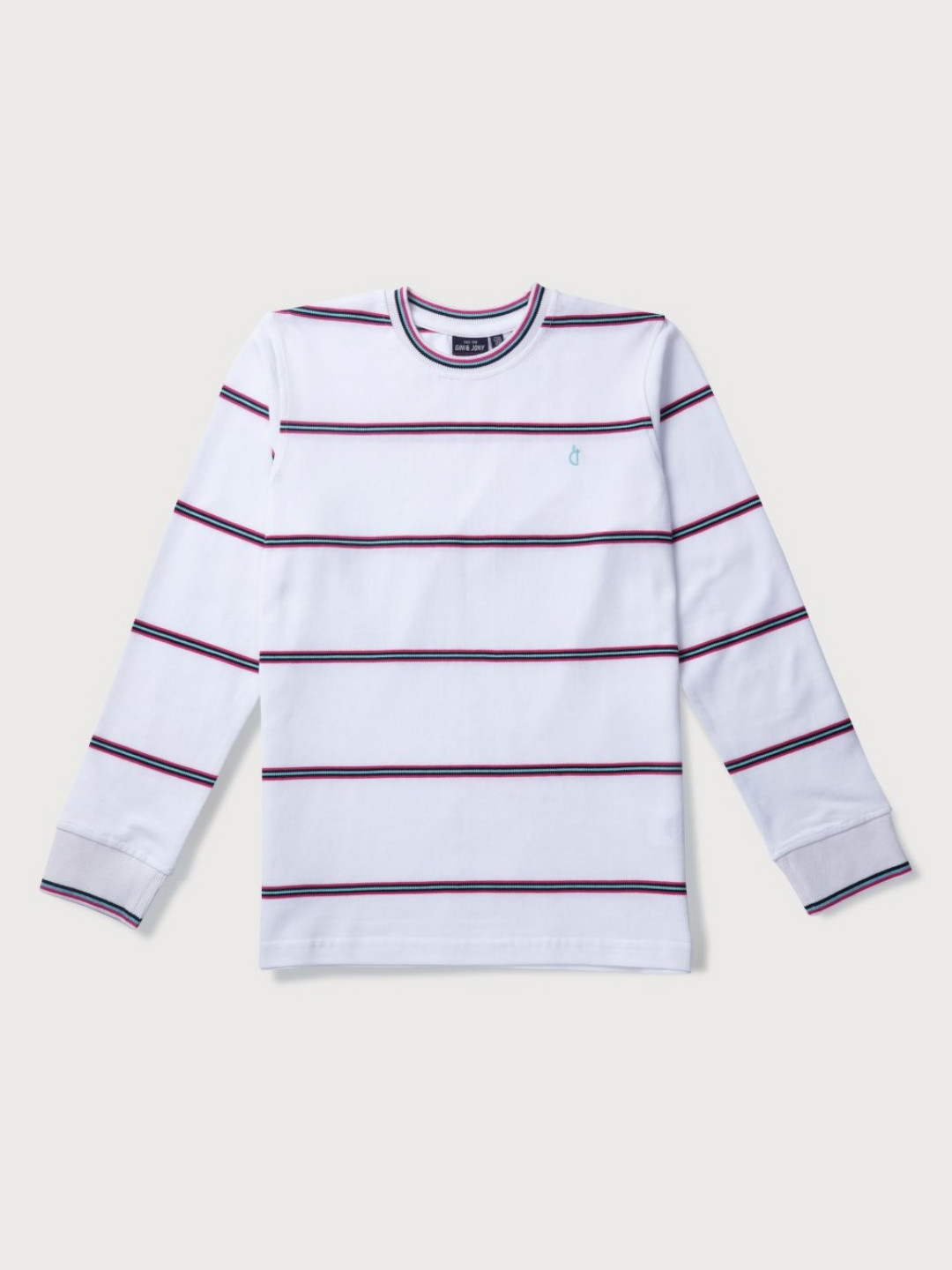 

Gini and Jony Boys Striped Round Neck Cotton T-shirt, White