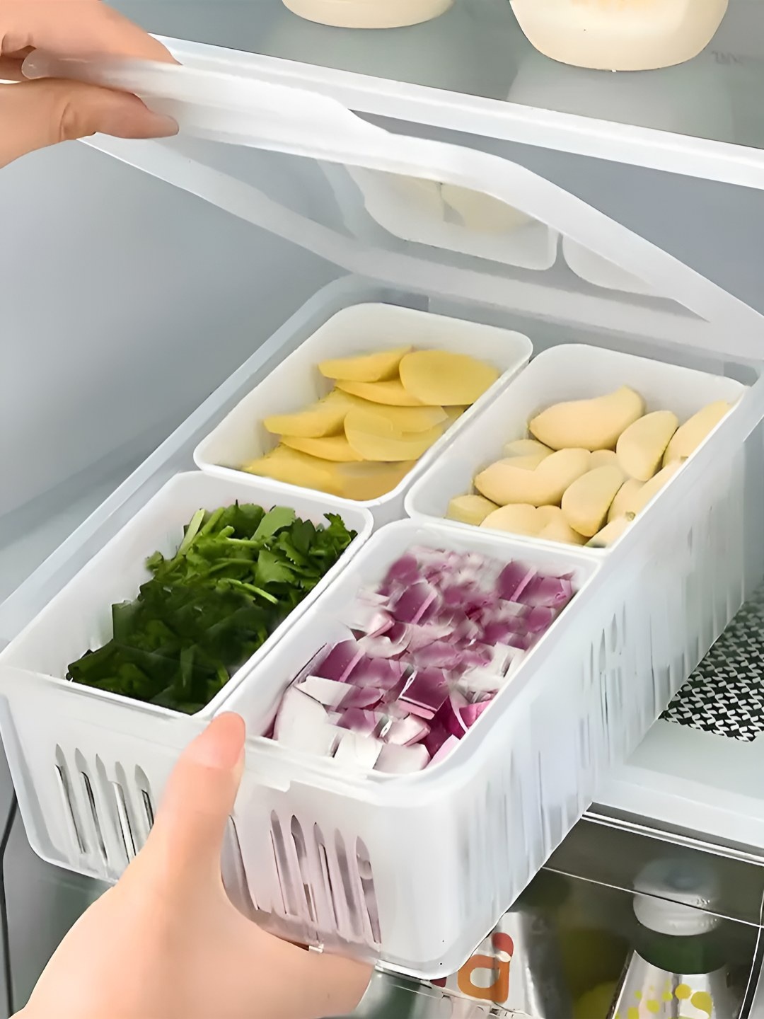 

Story@home White & Transparent 4 Compartments Separator Organisers