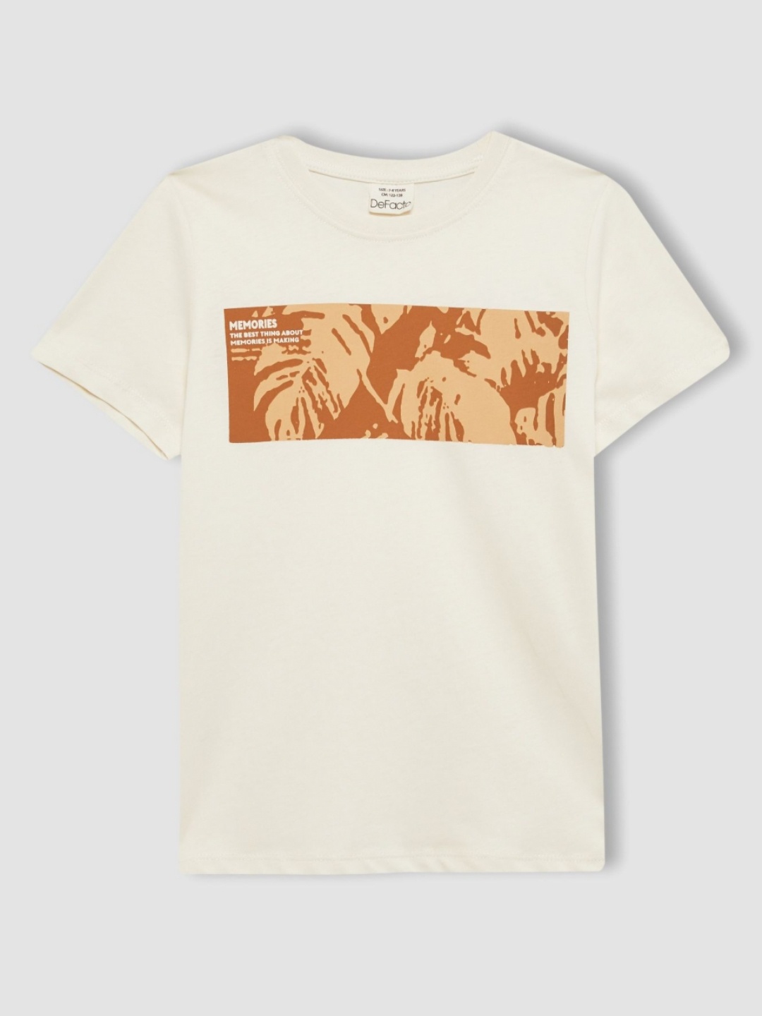 

DeFacto Boys Typography Printed Round Neck Cotton T-shirt, Cream