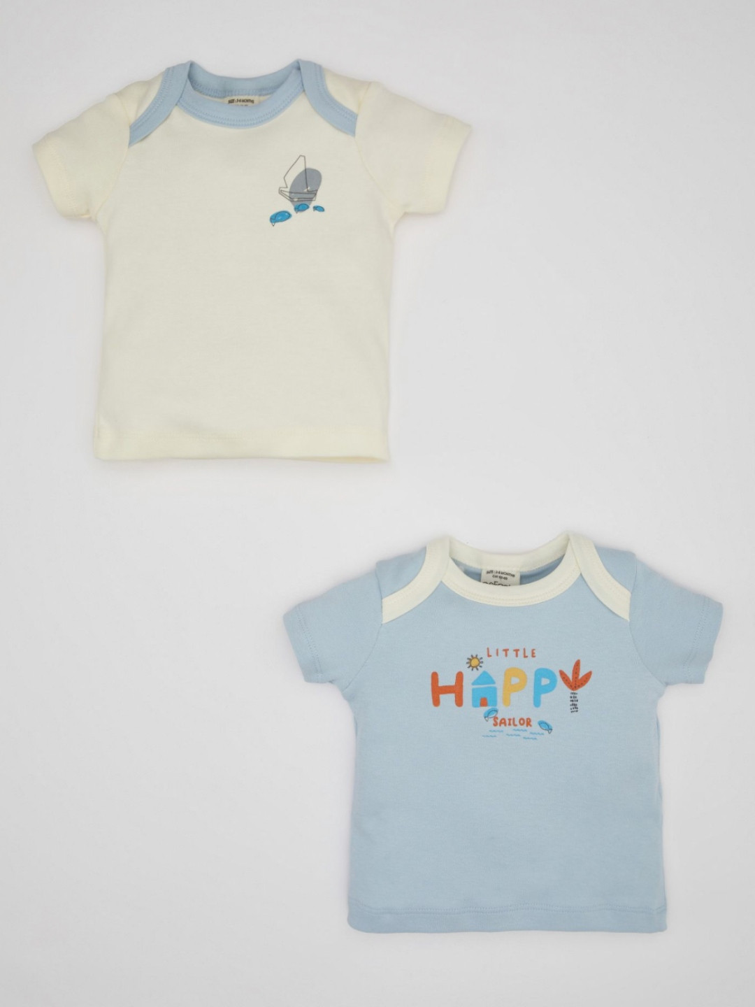 

DeFacto Boys Pack Of 2 Typography Printed Round Neck Cotton T-shirts, Cream