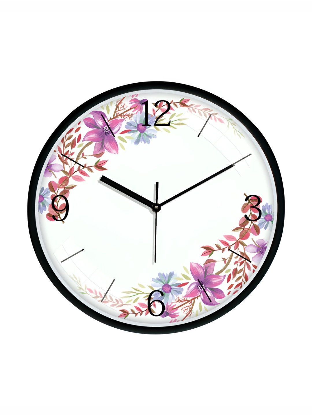 

RANDOM Printed Round Shaped Sweep Silent Movement Contemporary Wall Clock, Black