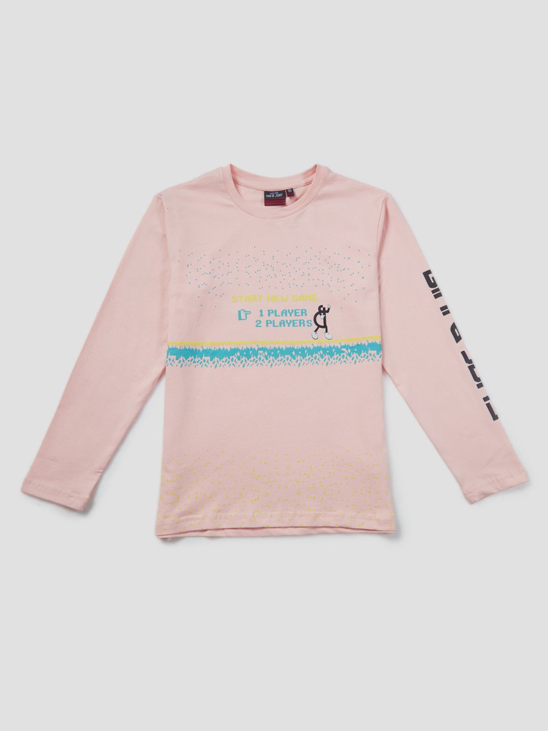 

Gini and Jony Boys Typography Printed Round Neck Cotton T-shirt, Pink