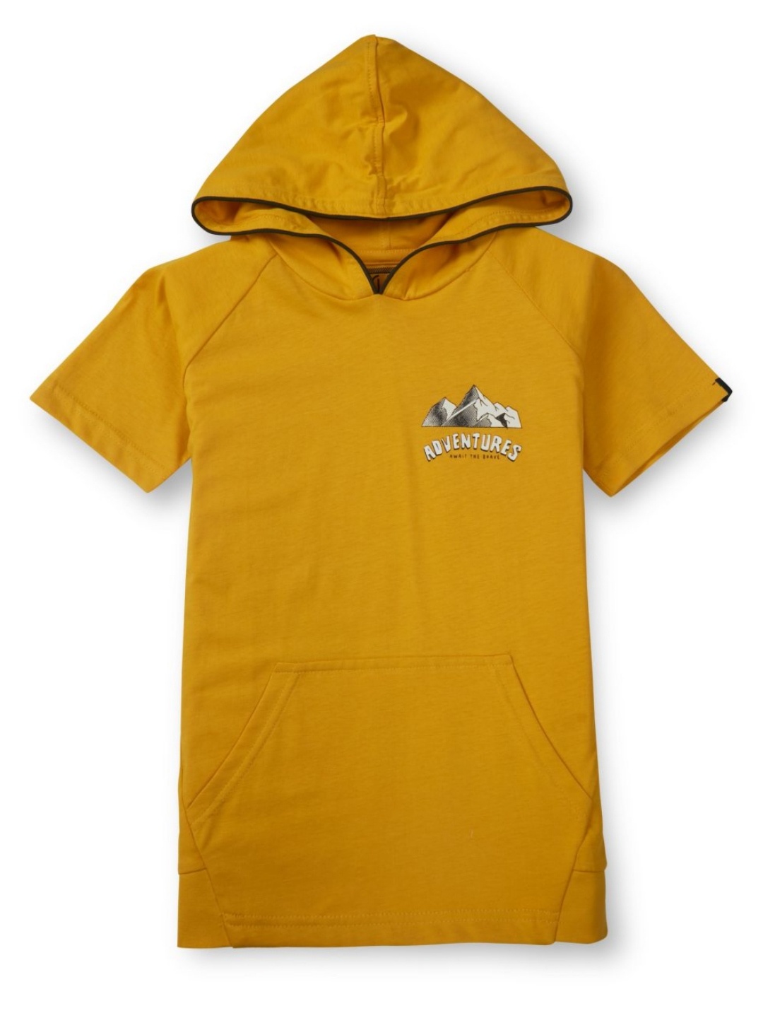 

Gini and Jony Boys Graphic Printed Hood Cotton T-shirt, Mustard