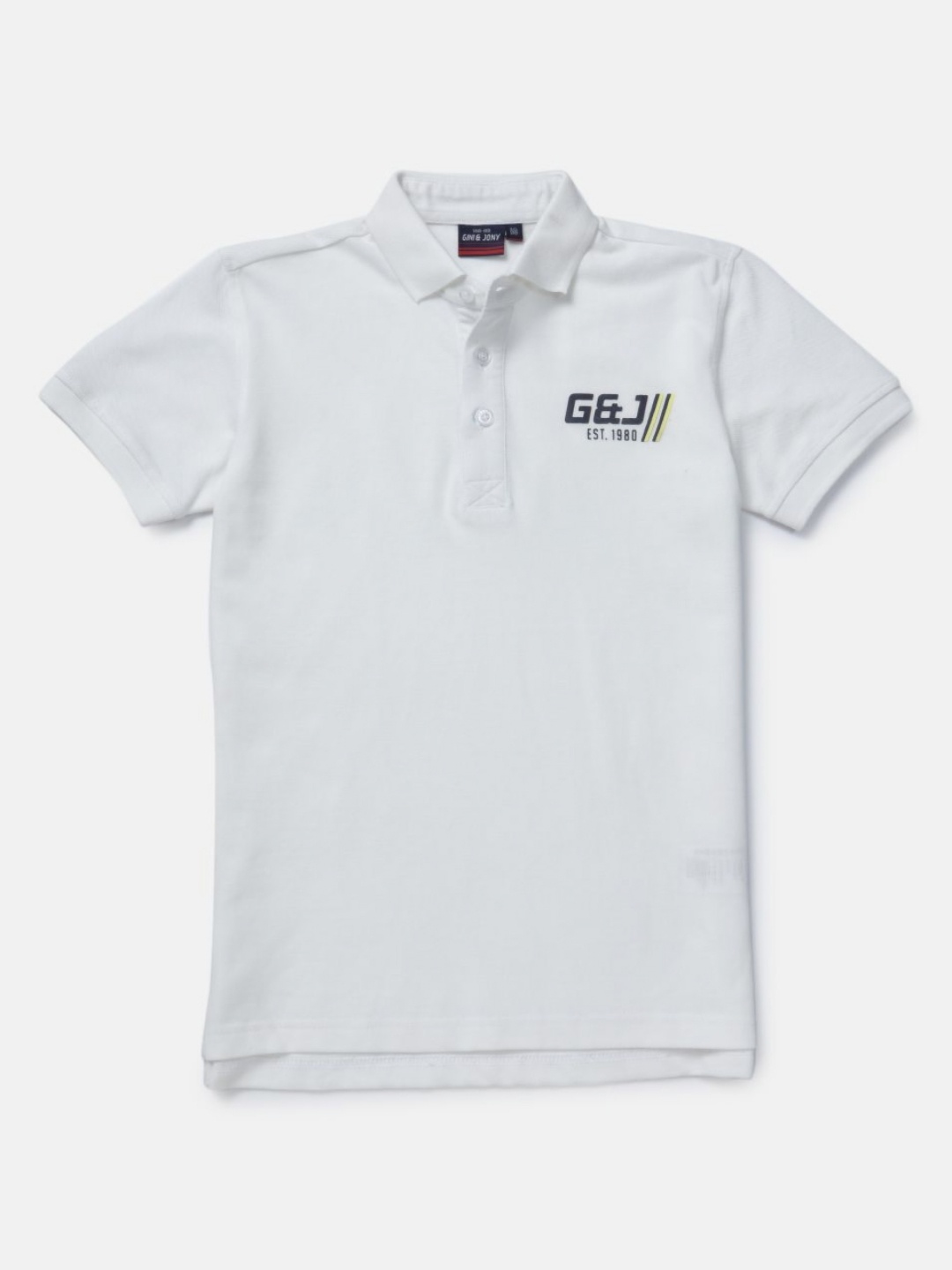 

Gini and Jony Boys Brand Logo Printed Polo Collar Cotton T-shirt, White
