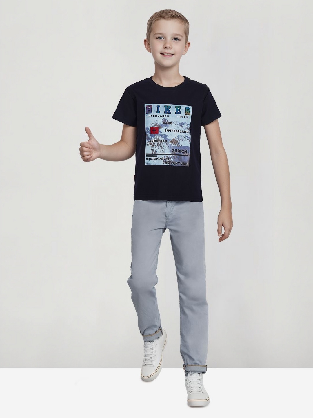 

Gini and Jony Boys Graphic Printed Round Neck Cotton T-shirt, Navy blue