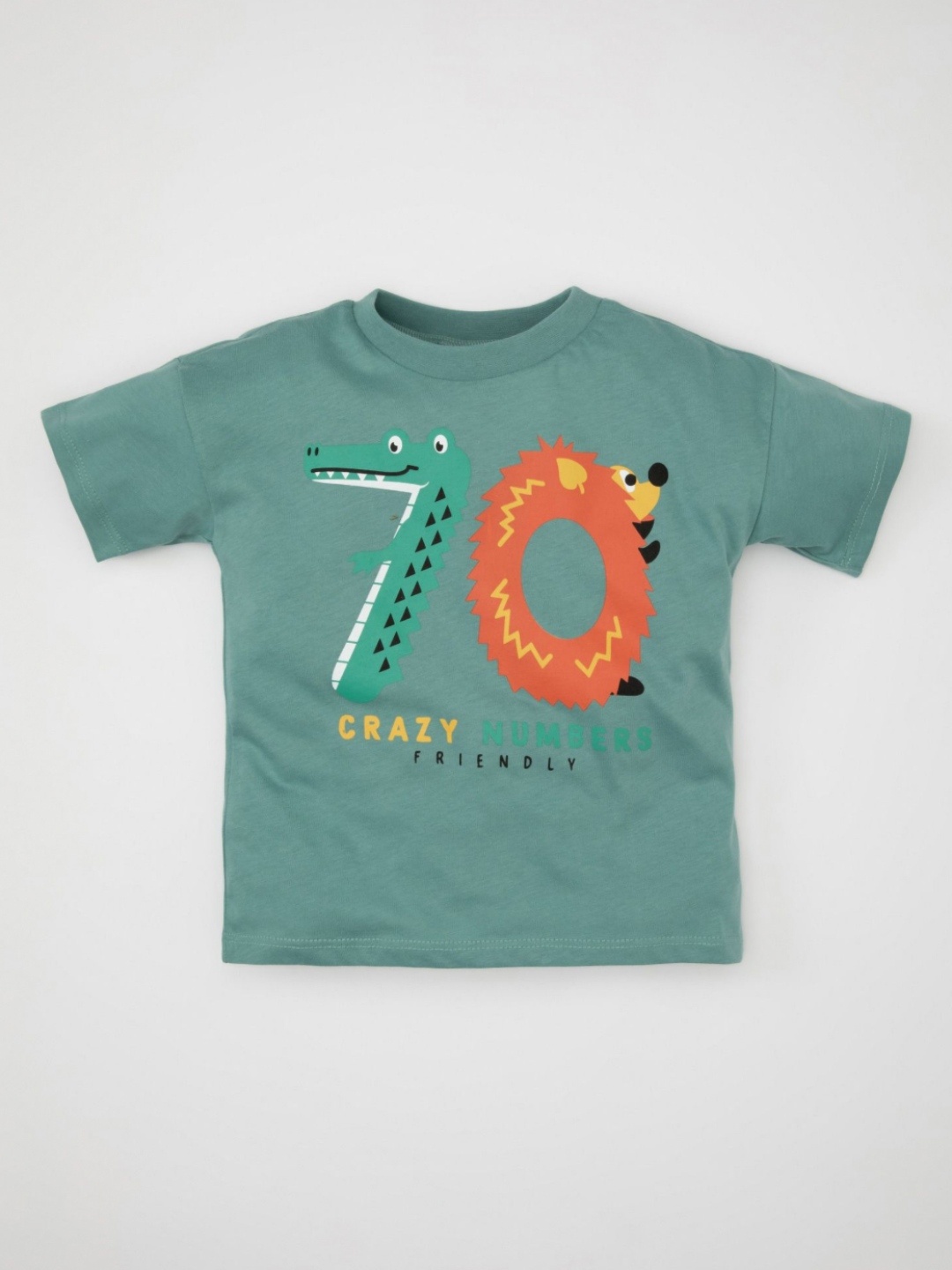 

DeFacto Boys Typography Printed Round Neck Cotton T-shirt, Green