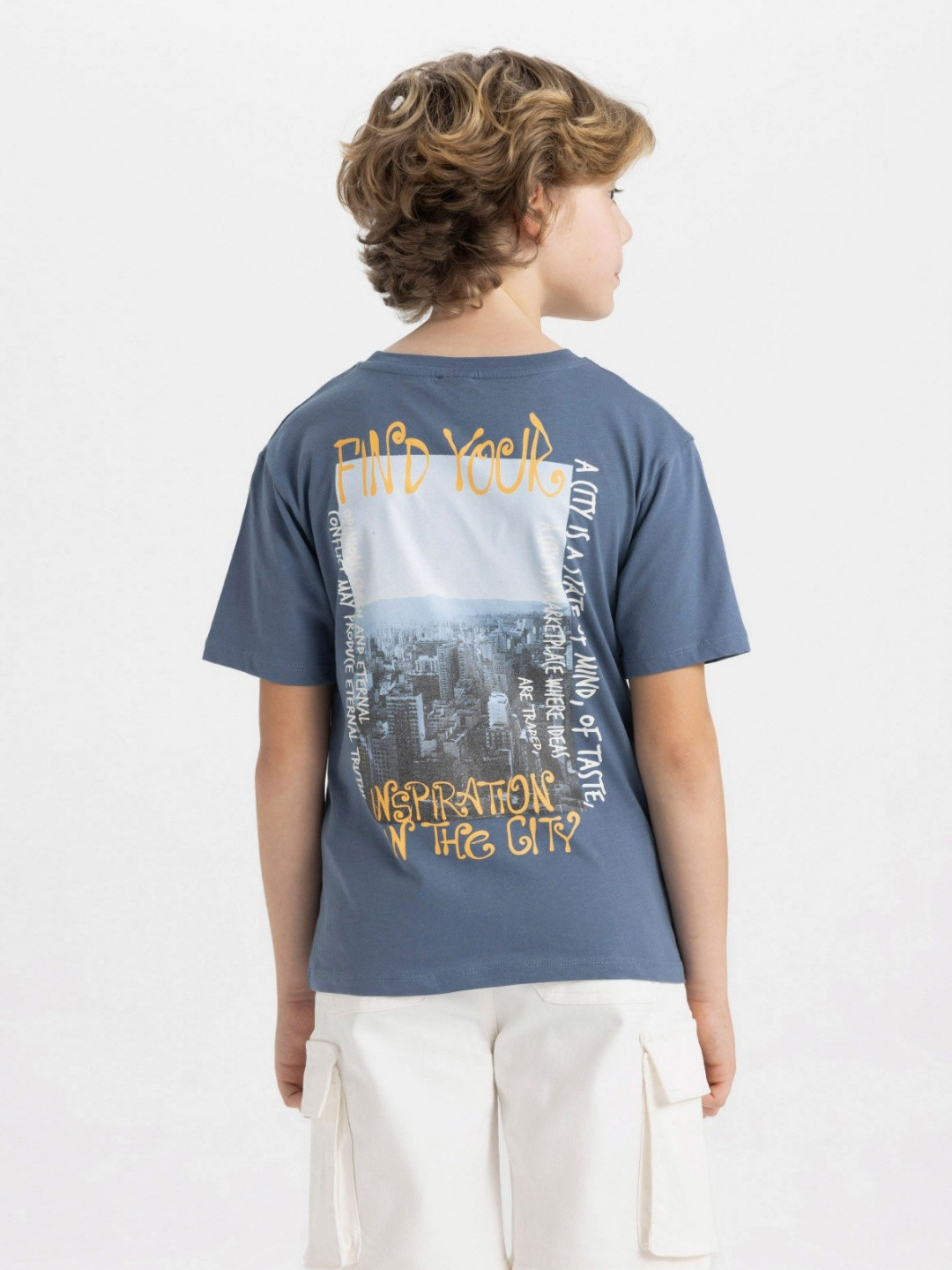 

DeFacto Boys Typography Printed Round Neck Cotton T-shirt, Grey