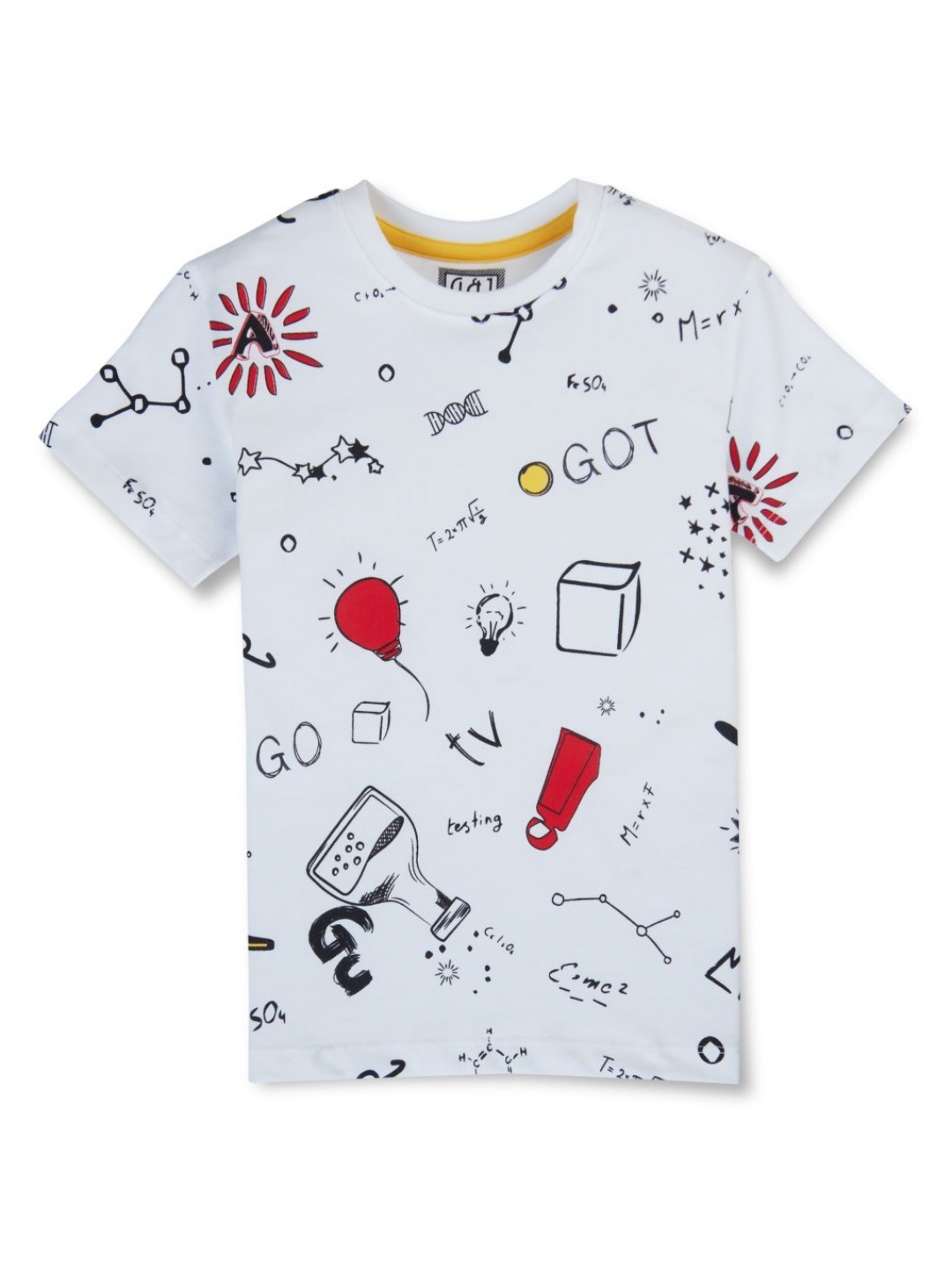 

Gini and Jony Boys Conversational Printed Round Neck Cotton T-shirt, White
