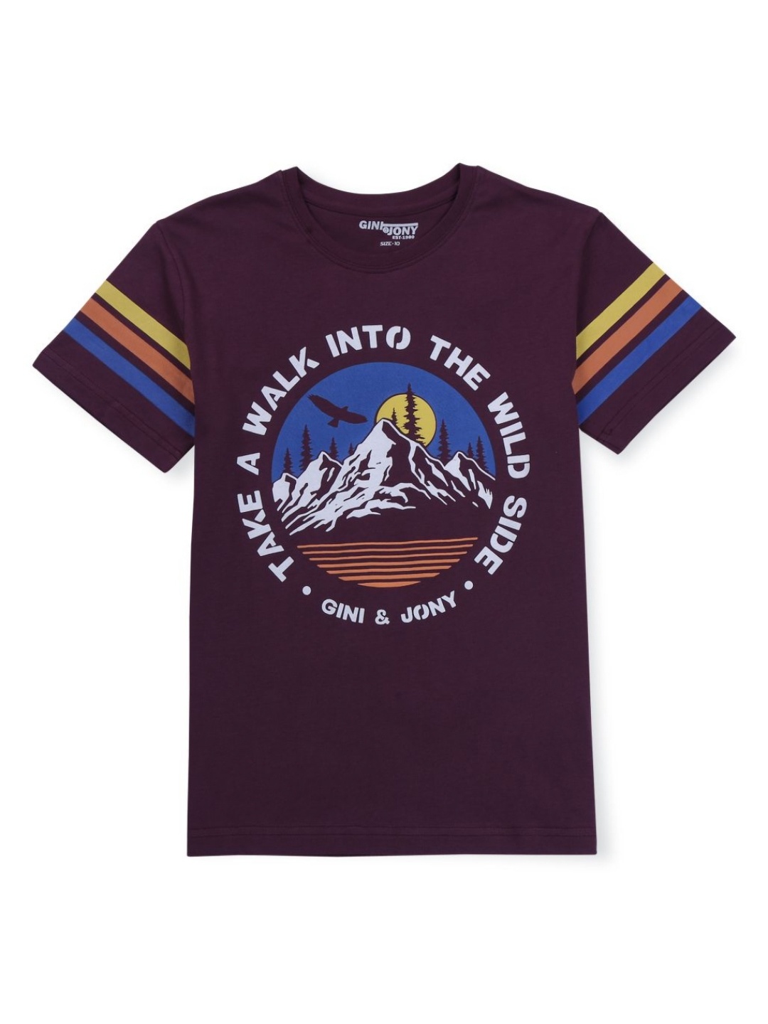 

Gini and Jony Boys Graphic Printed Round Neck Cotton T-shirt, Purple