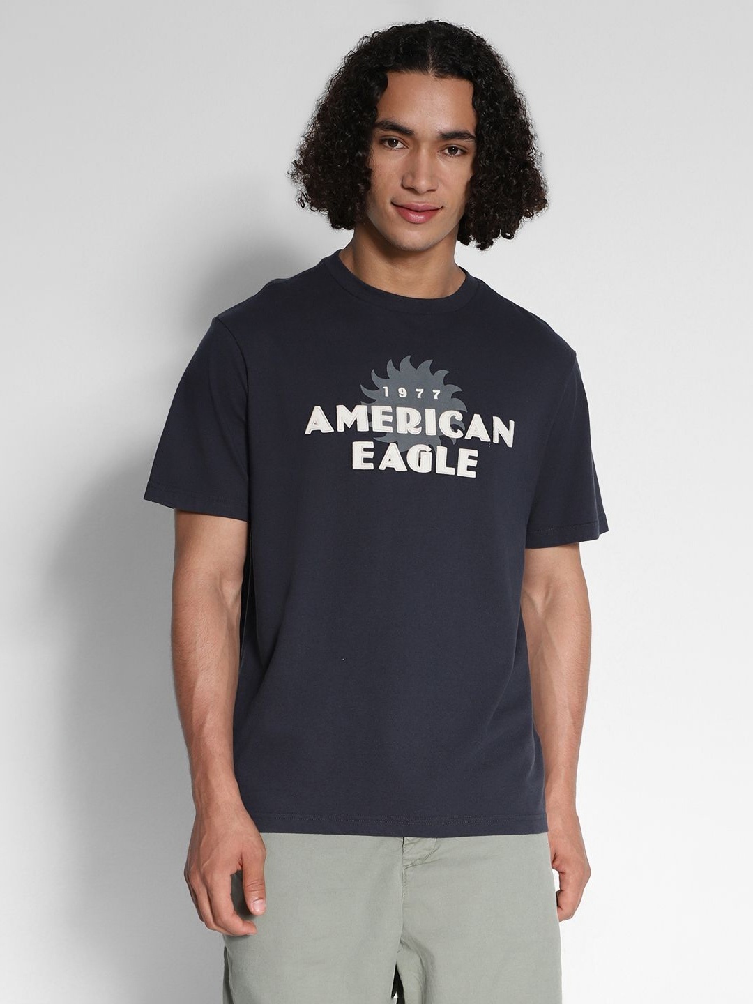 

AMERICAN EAGLE OUTFITTERS Men Typography Printed Round Neck Cotton T-shirt, Grey